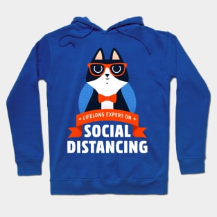 Nerdy Cat Expert on Social Distancing Hoodie